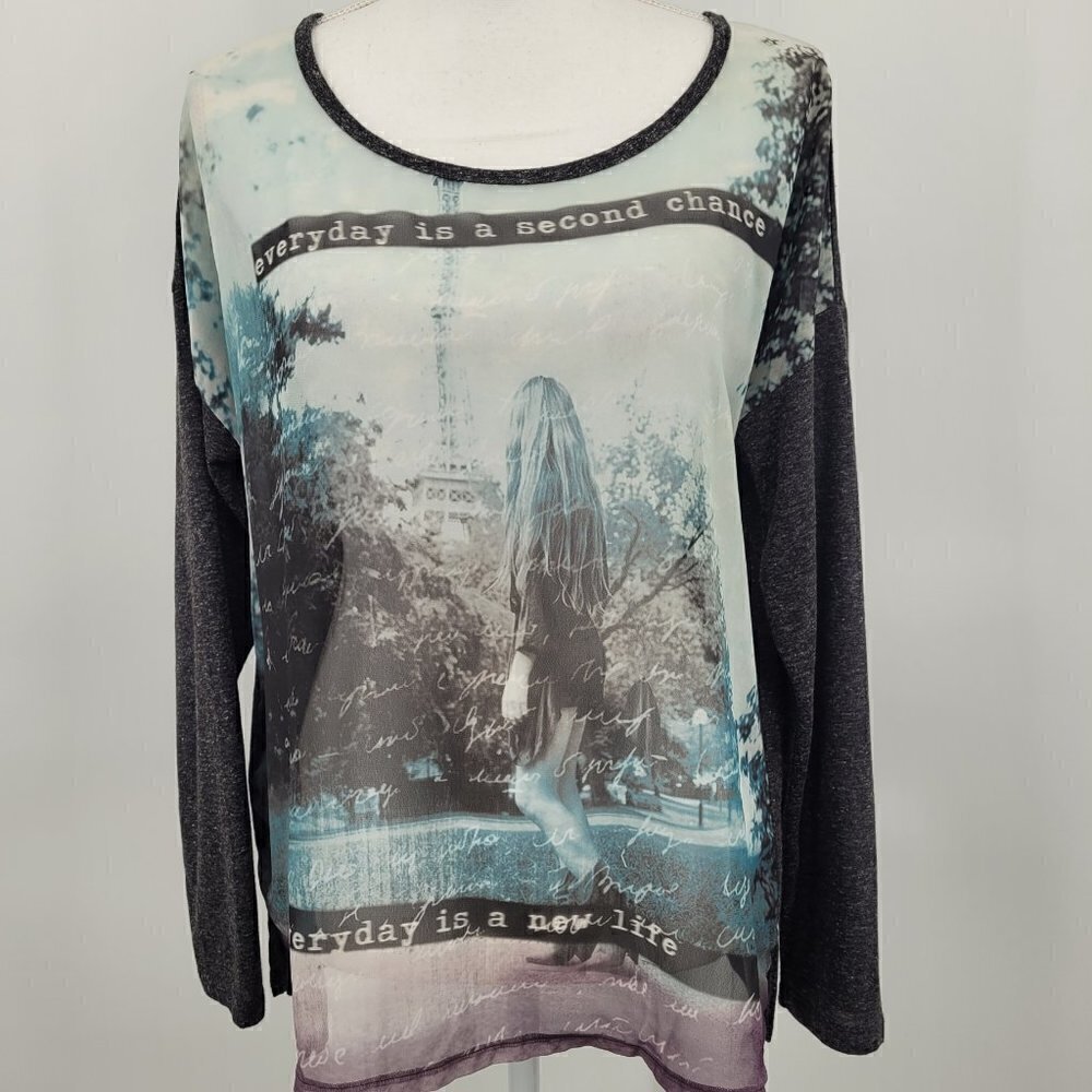 MNG by Mango Mesh "Every Day Is A Second Chance" Graphic T-Shirt